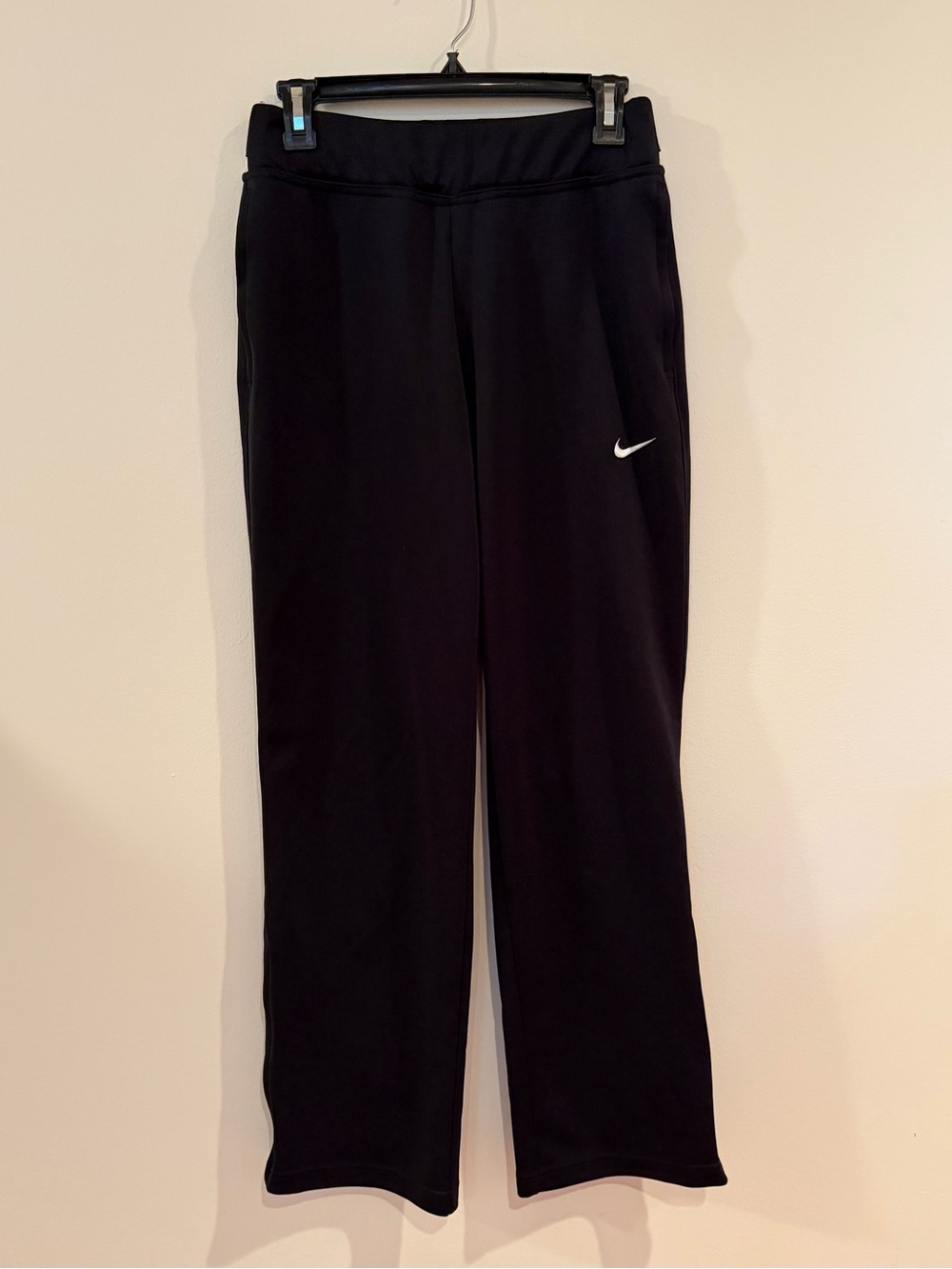 Nike Black Athletic Dri-Fit Pants with White Swoosh - Women’s Small